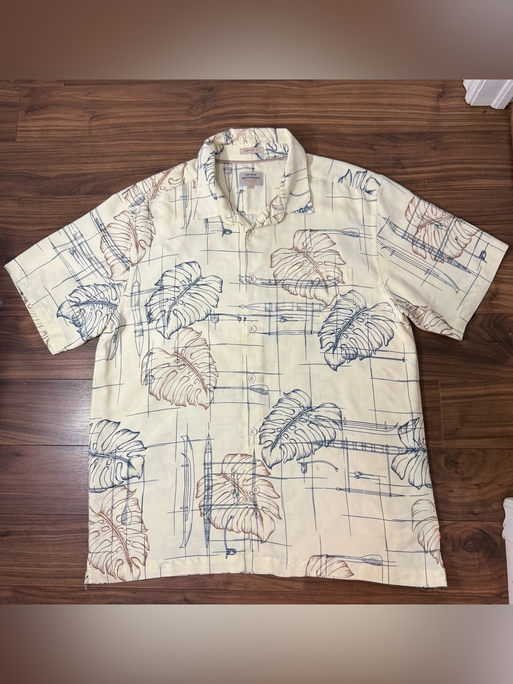 QUIKSILVER WATERMAN COLLECTION Men’s Tropical  LeavesButton Down Casual Shirt XL